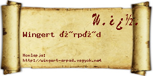 Wingert Árpád névjegykártya